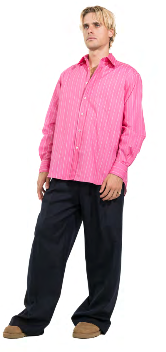 Benevierre Oversize Pink Drop Stripes Shirt