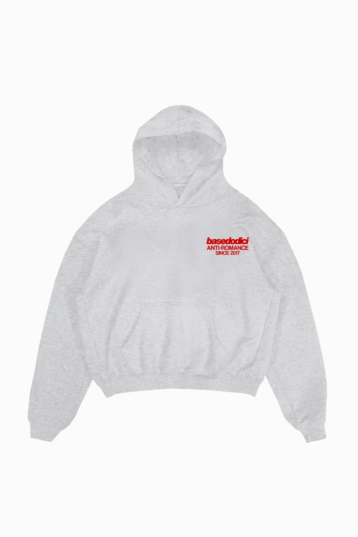 Basedodici Hoodie "Social Media Killed Romance" AshGrey/Red