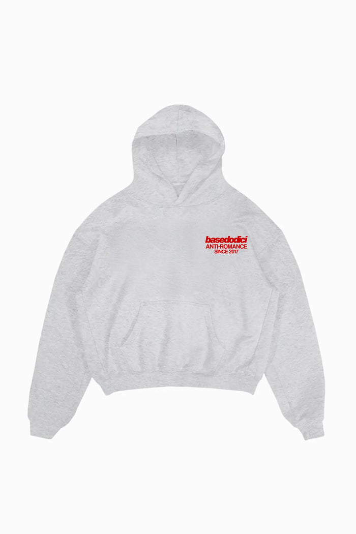 Basedodici Hoodie "Social Media Killed Romance" AshGrey/Red