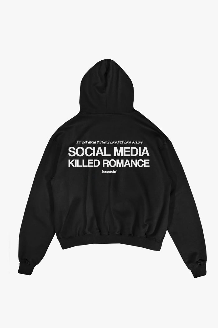 Basedodici Hoodie "Social Media Killed Romance" Black/White