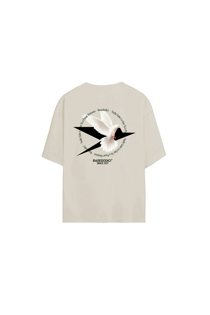 Basedodici T-Shirt Over “RESORT” Dove Cream