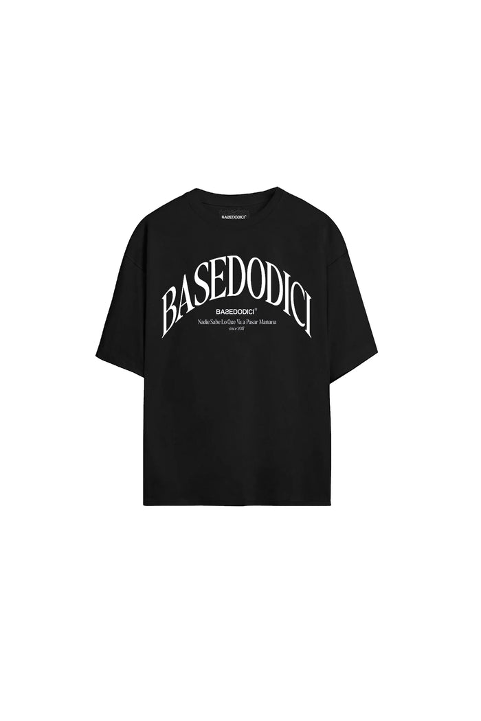 Basedodici T-Shirt Over “RESORT” Dove Black