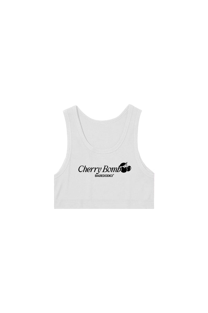 Basedodici Crop Top “FORSUMMER” Cherry White