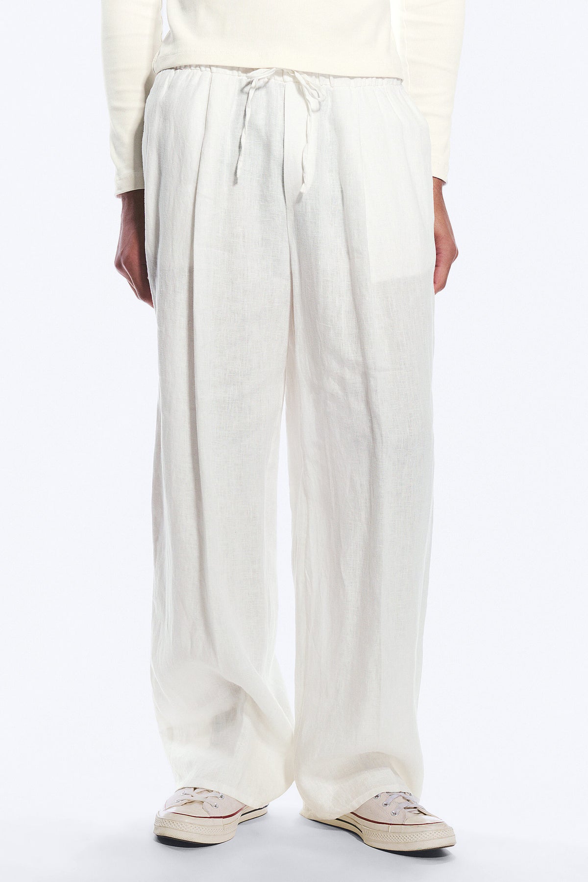 Weekday Loose Fit Linen Trousers White