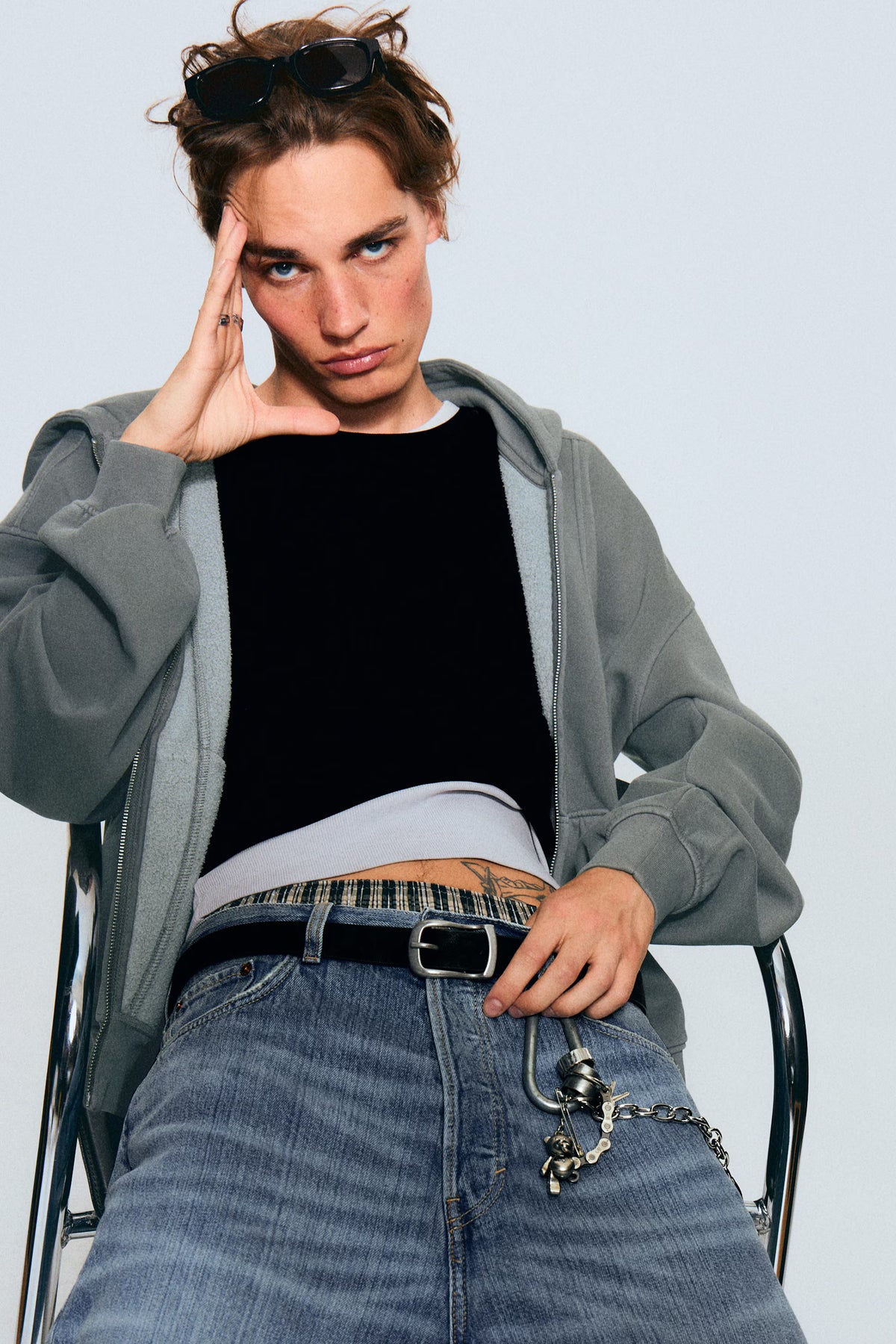 Weekday Loose Fit Blocked Zip Hoodie