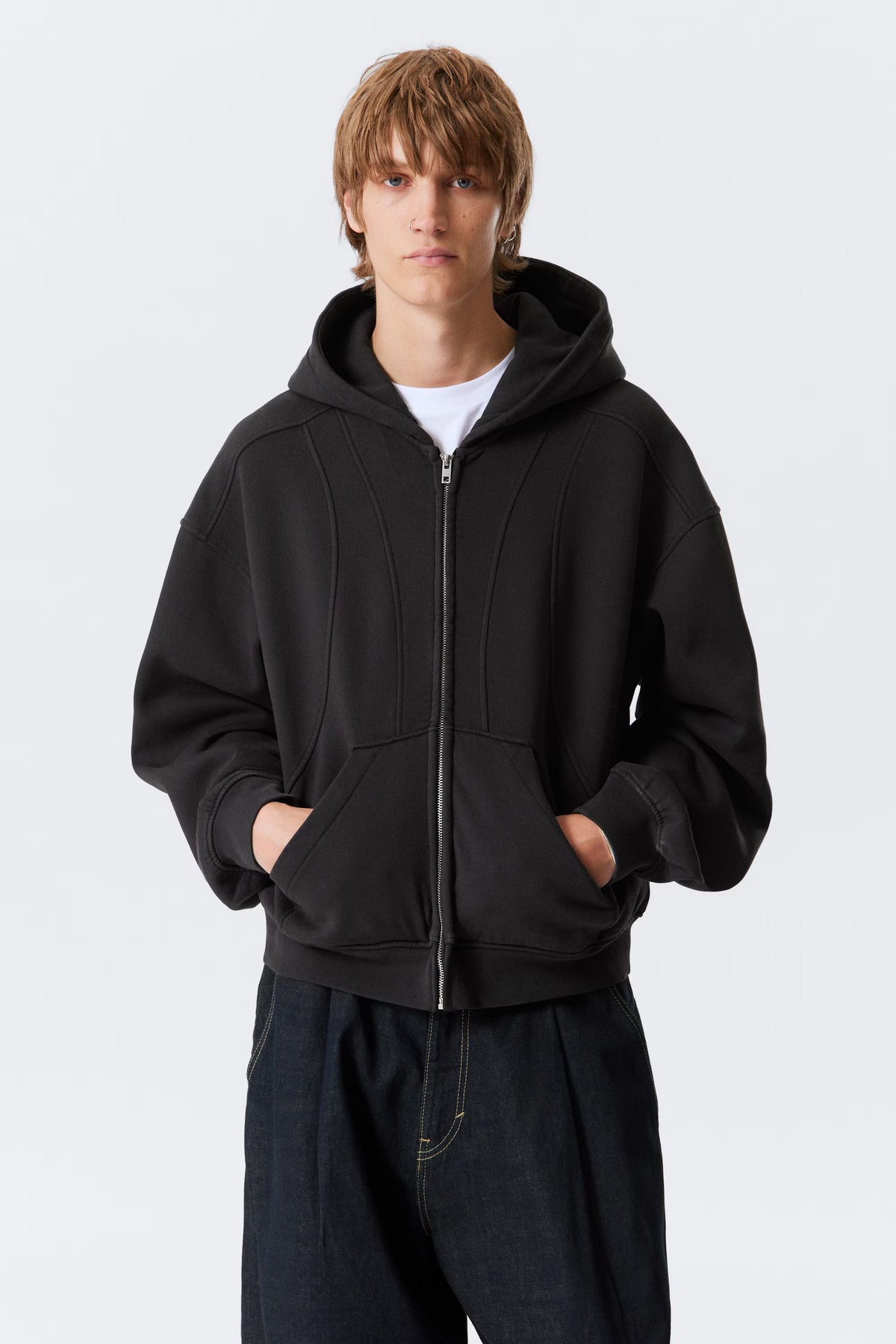 Weekday Loose Fit Blocked Zip Hoodie