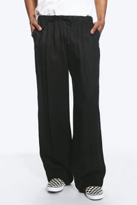 Weekday Loose Fit Linen Trousers Black