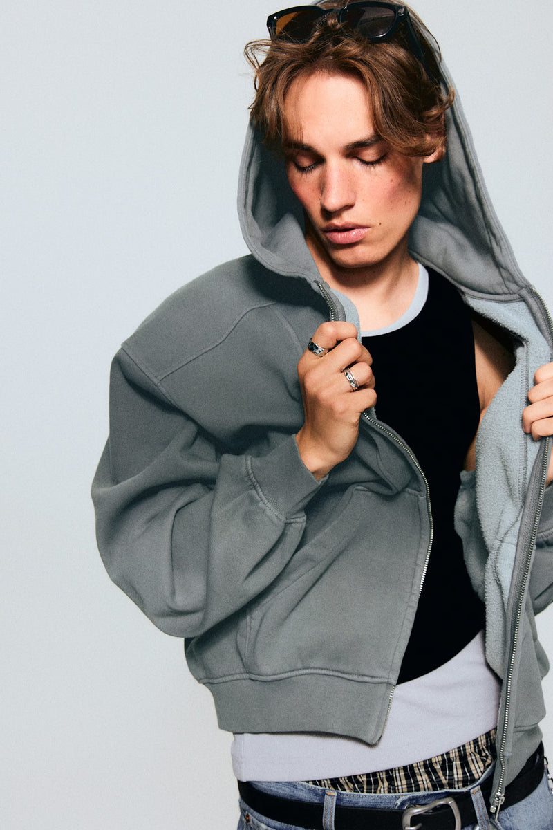 Weekday Loose Fit Blocked Zip Hoodie