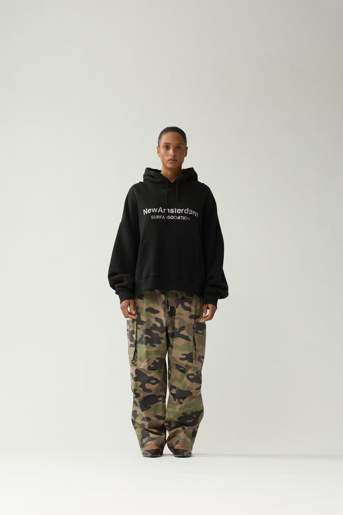 New Amsterdam Worked Logo Hoodie Black