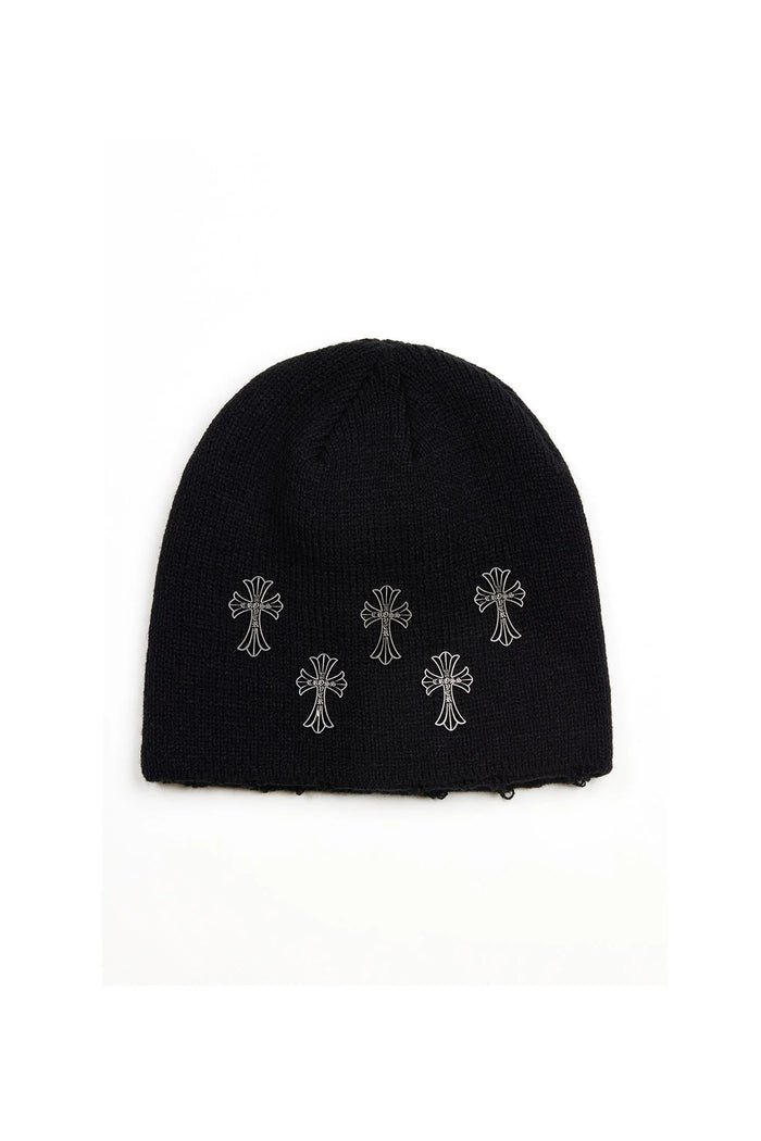 Acupuncture Beanie Cross Over Black