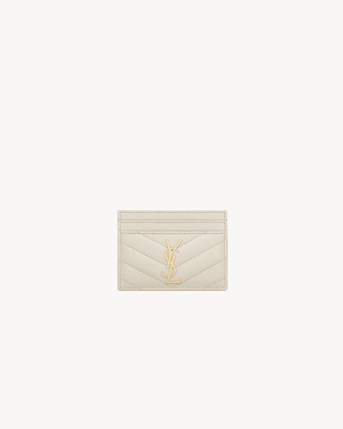 Saint Laurent Porta Carte CASSANDRE MATELASSÉ  Pelle Groffata Blanc Vintage