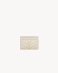 Saint Laurent Porta Carte CASSANDRE MATELASSÉ  Pelle Groffata Blanc Vintage