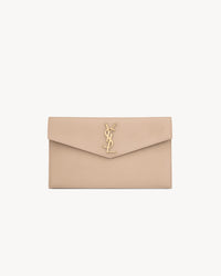 Saint Laurent Pochette Uptown Grain de Poudre Embossed Leather Beige