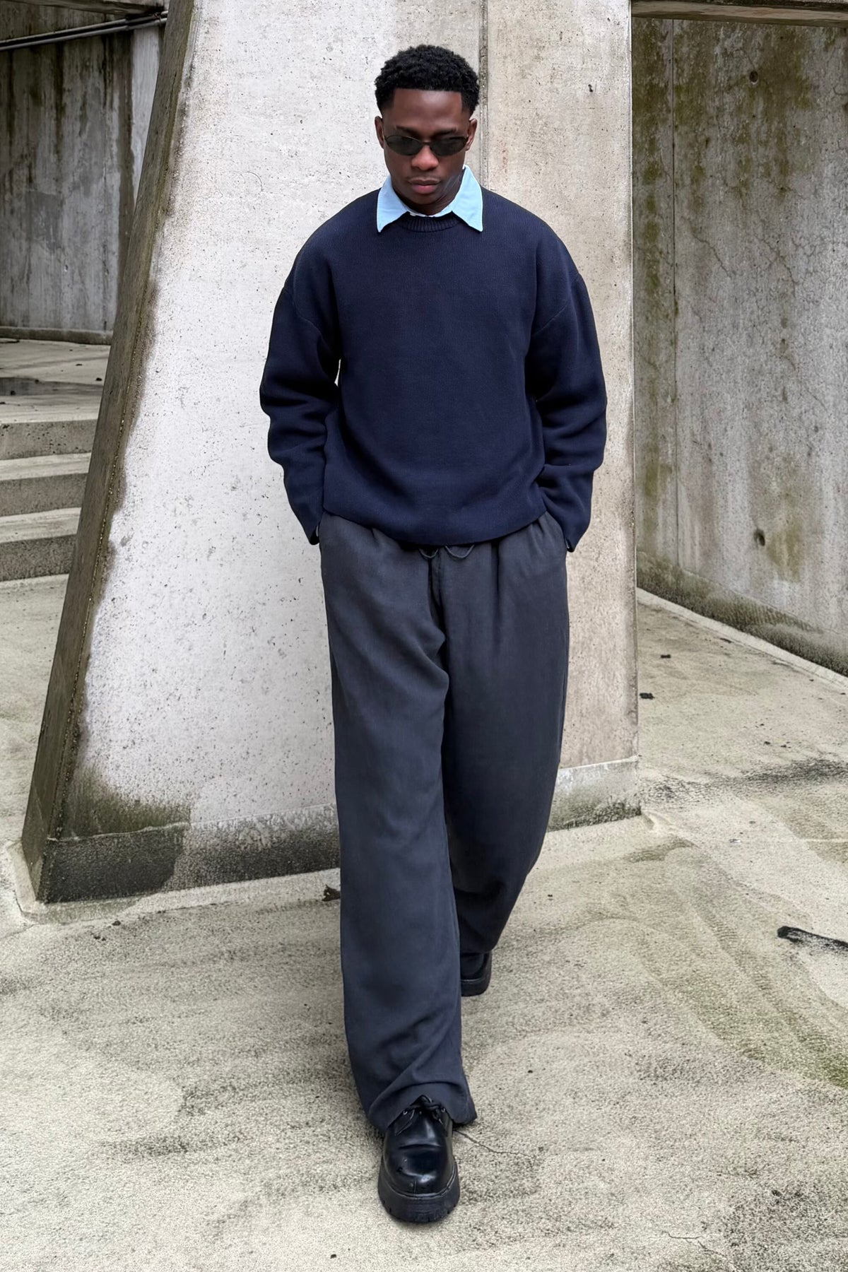 Weekday Loose Fit Linen Trousers Black