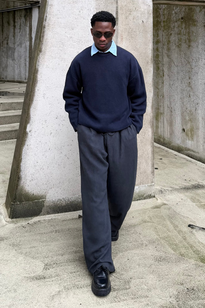 Weekday Loose Fit Linen Trousers Black