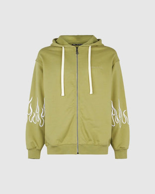 Vision of Super Green Zipped Hoodie Flame