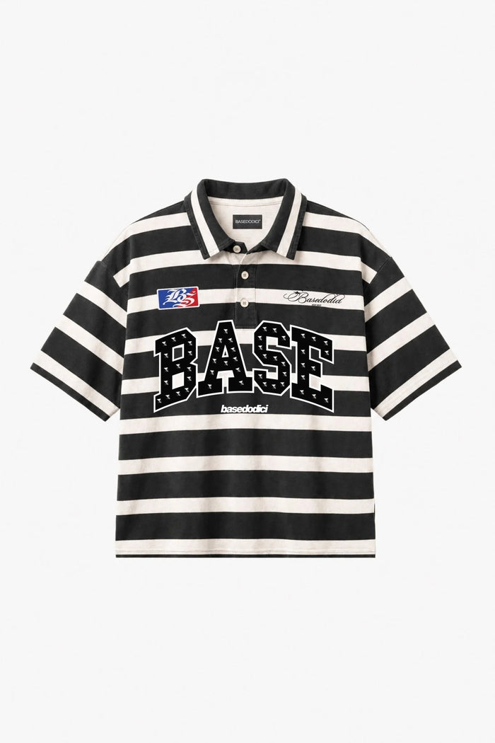 Basedodici Polo Stripes Black White