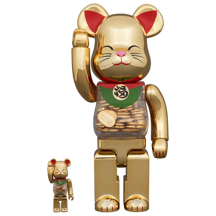 Bearbrick 100% 400% Maneki Neko Good Luck Coin Gold