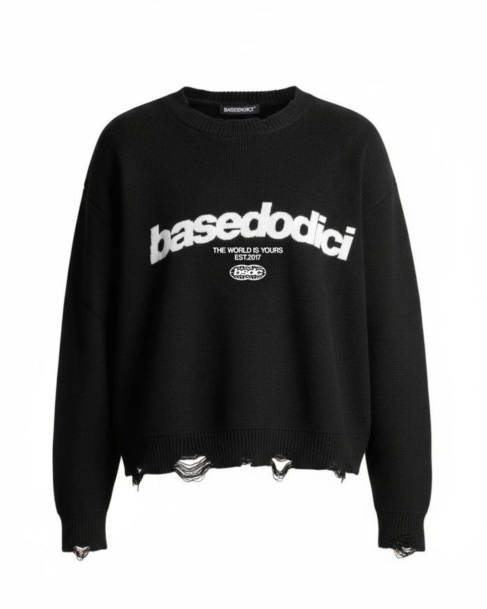 Basedodici Knit Black Front logo