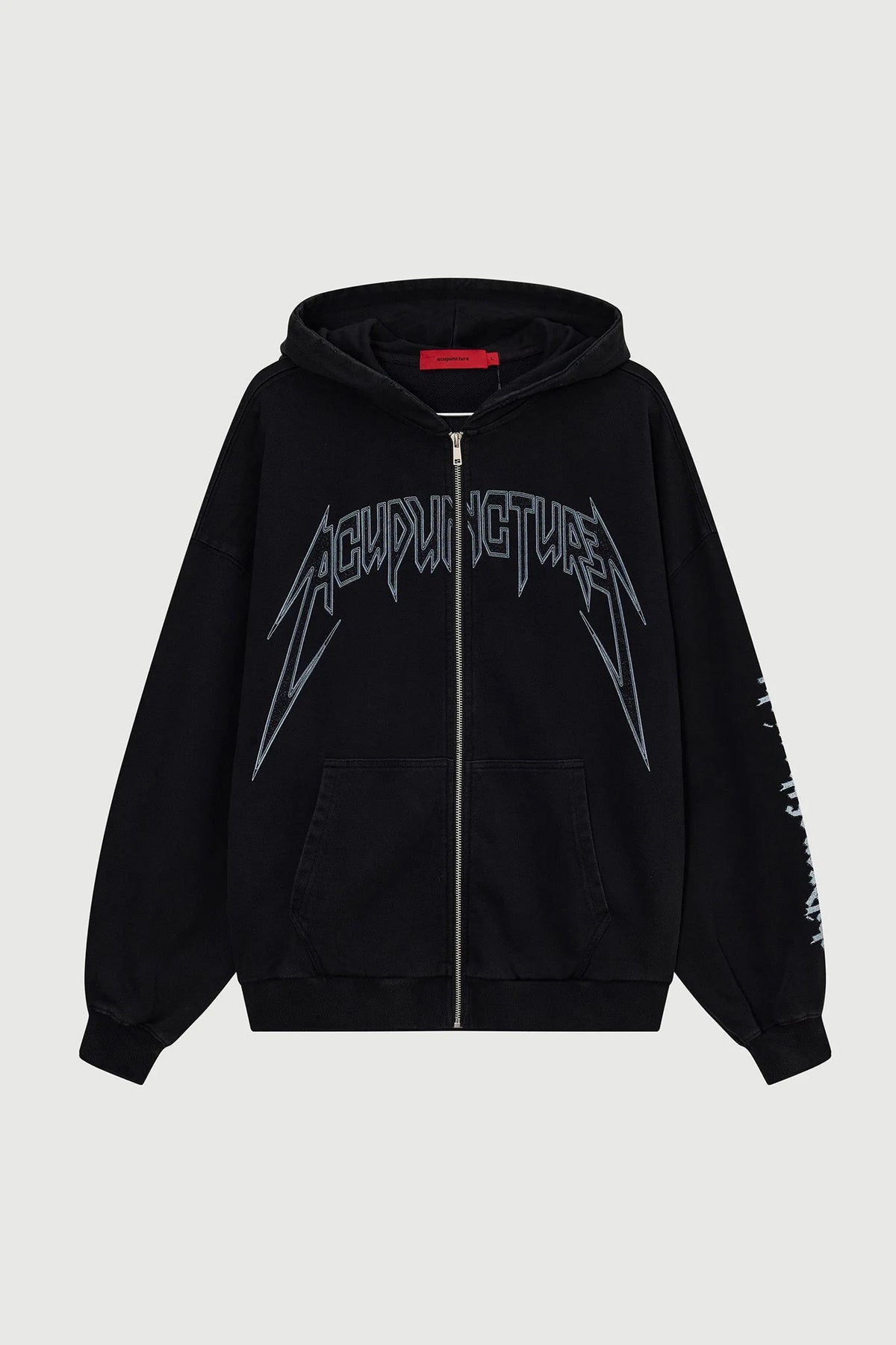 Acupuncture Punker Zip Hoodie 2 Washed Black