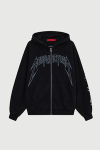 Acupuncture Punker Zip Hoodie 2 Washed Black