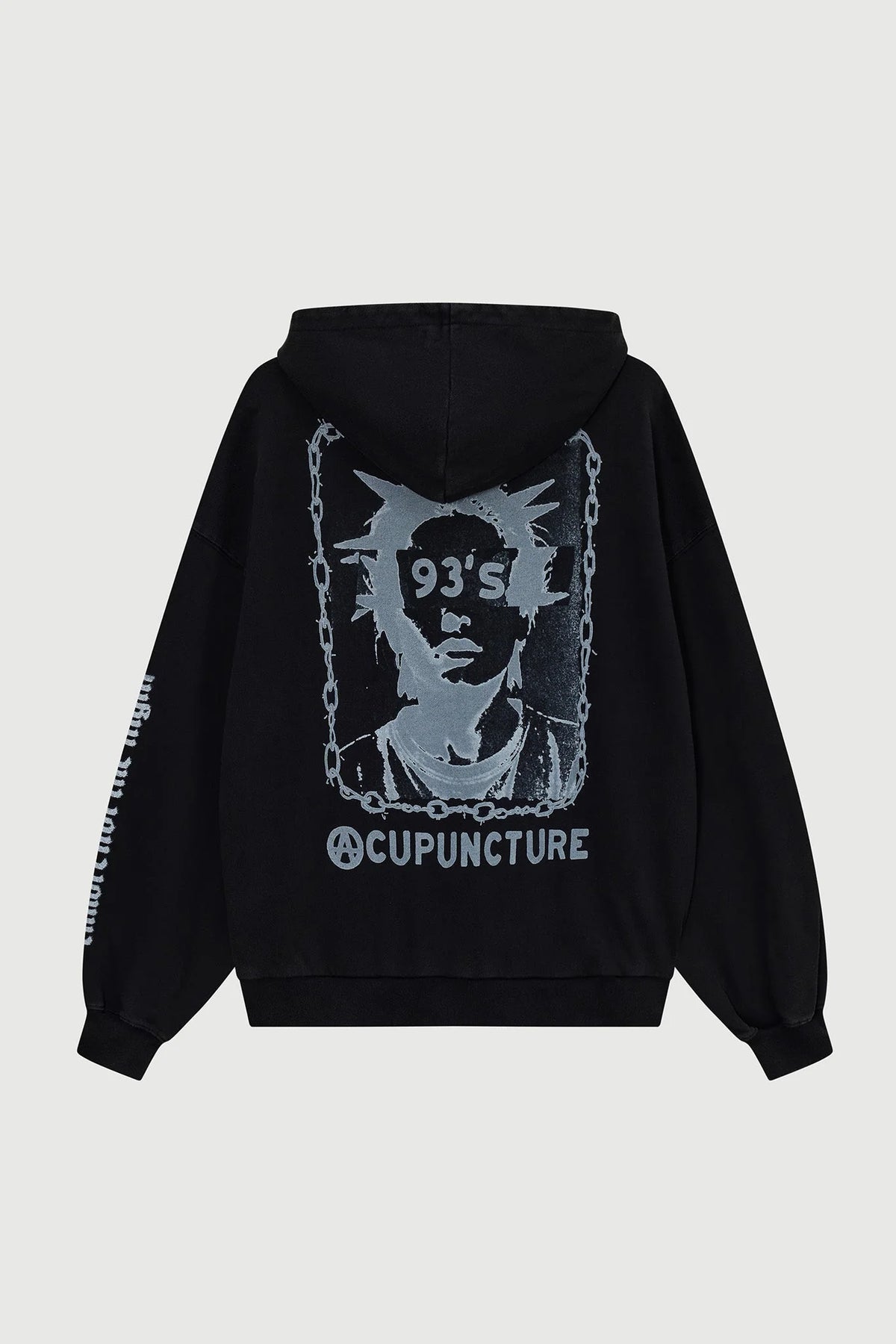 Acupuncture Punker Zip Hoodie 2 Washed Black
