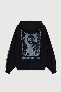 Acupuncture Punker Zip Hoodie 2 Washed Black