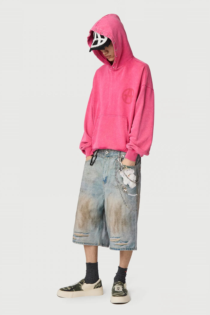 Acupuncture Studded Anarchy Hoodie Candy Pink