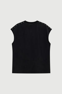 Acupuncture Studded Metal Tanktop Washed Black