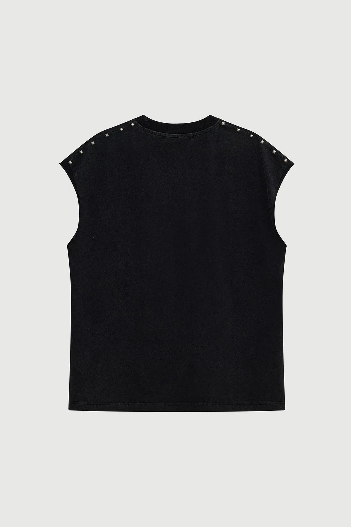 Acupuncture Studded Metal Sleeveless Washed Black