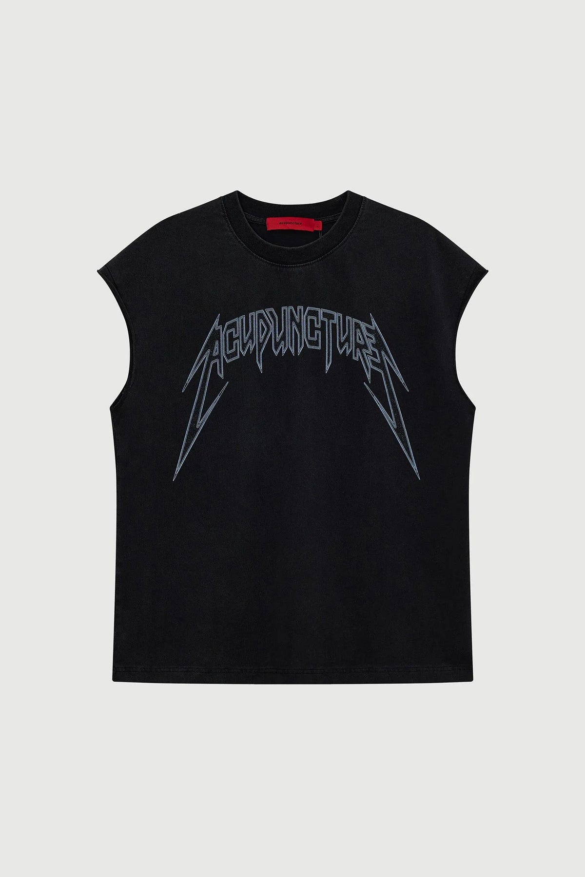 Acupuncture Studded Metal Sleeveless Washed Black