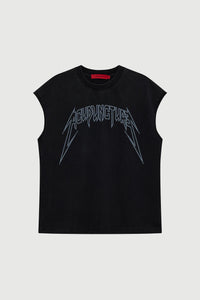 Acupuncture Studded Metal Sleeveless Washed Black