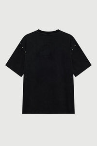 Acupuncture Studded Metal T-shirt Washed Black