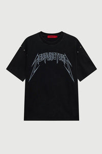 Acupuncture Studded Metal T-shirt Washed Black