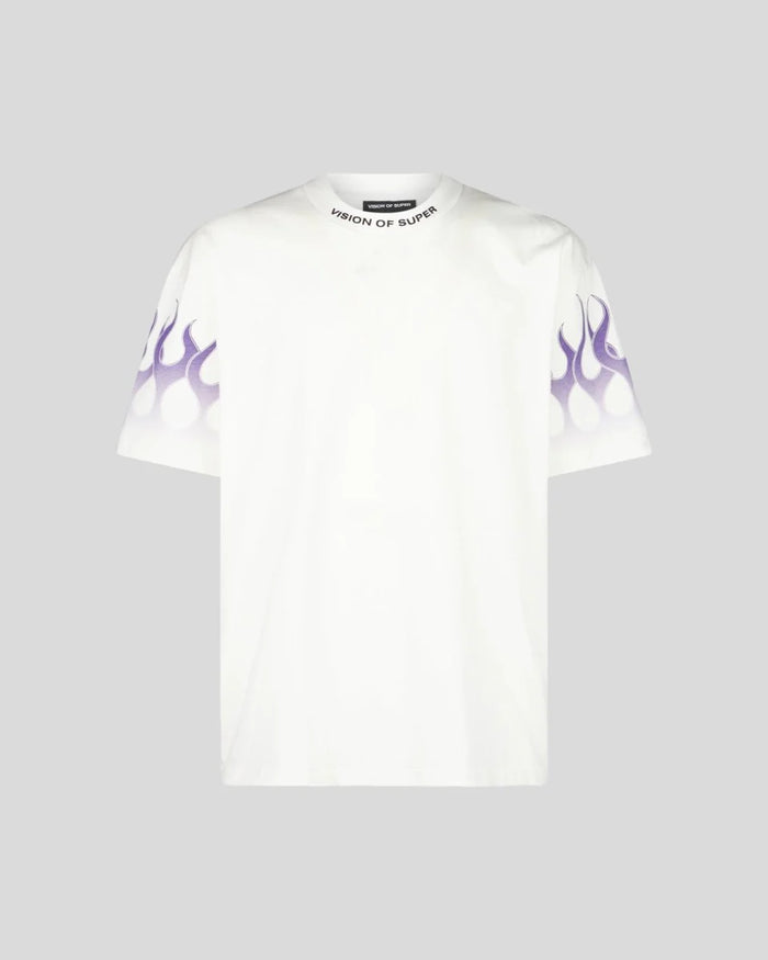 Vision of Super White Tee Purple Flames