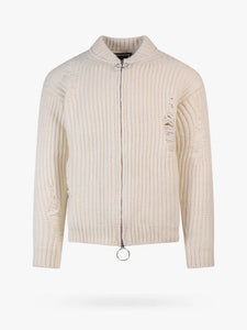 Paul Memoire White Cardigan Zipped Wool