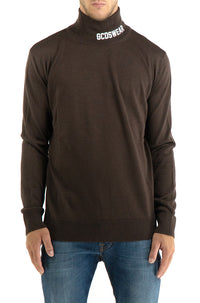 GCDS Logo Turtleneck Brown