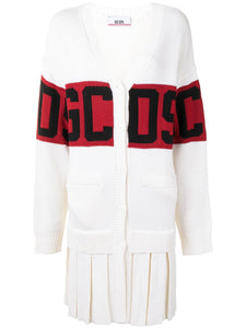 GCDS Woman Logo Sweater Cardigan Dress White