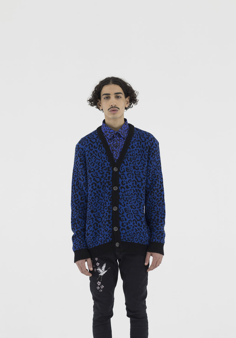 Family First Cardigan Leopard Blue