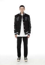 Load image into Gallery viewer, Family First Black College Varsity Jacket
