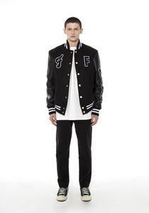 Family First Black College Varsity Jacket