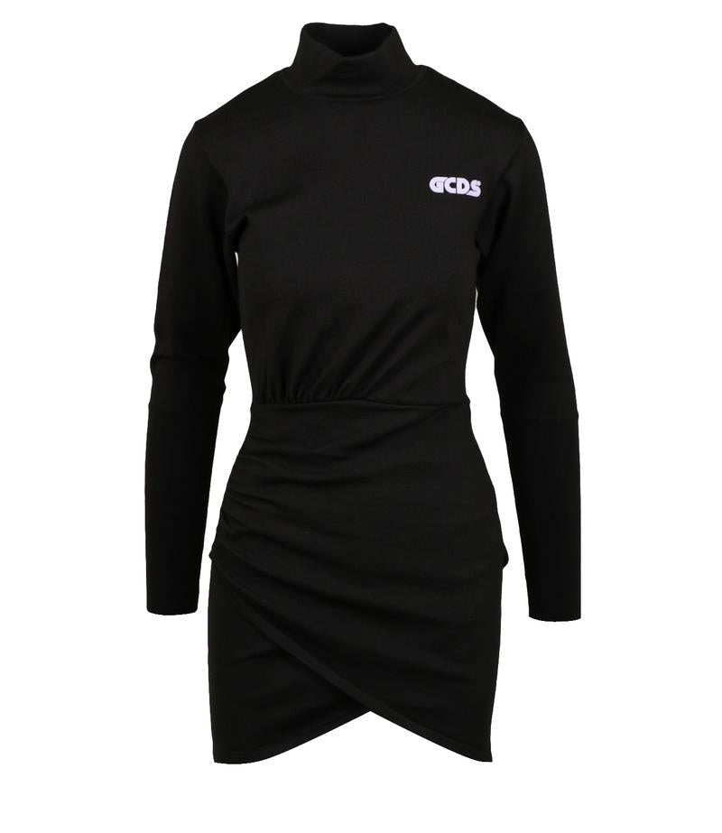 GCDS Woman Wrapped Knitted Dress Black