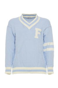 Family First Sweater V-neck College Light Blue