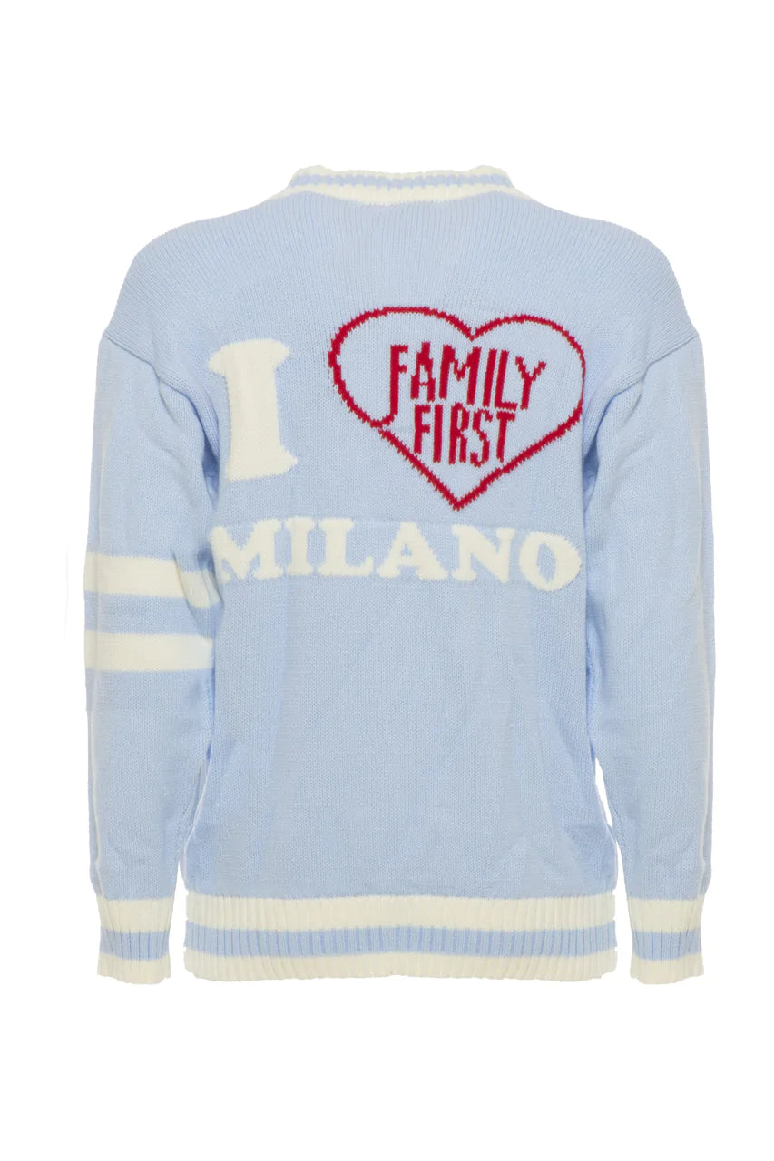 Family First Sweater V-neck College Light Blue