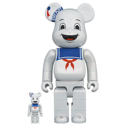 PREORDER Medicom Toy Bearbrick 100% 400% STAY PUFT MARSHMALLOW MAN WHITE CHROME 2-PACK
